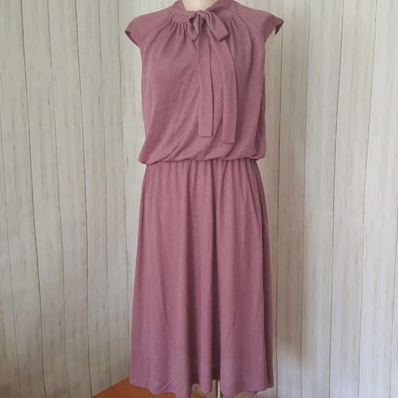Vintage Dresses & Skirts - Vintage pink mauve maxi dress w/bow size 16
